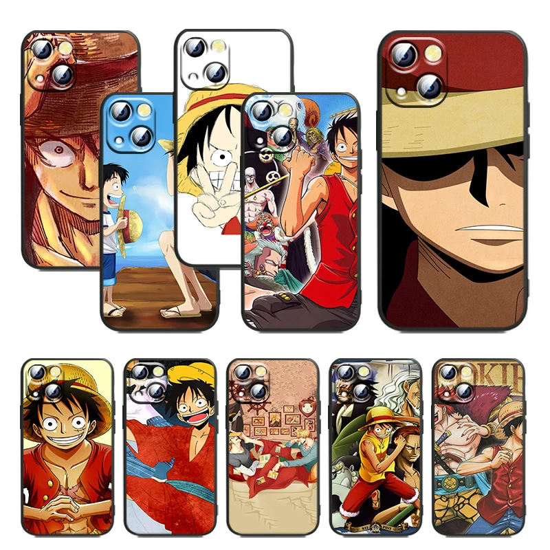 

Cartoon pirate king luffy For Apple iPhone 11 12 13 Max Mini 5 6 7 8 X XR XS Pro Plus Black luxury Silicone Soft Phone Case