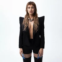 high street 2022 newest fashion designer jacket womens stylish peak shoulder strass blazer