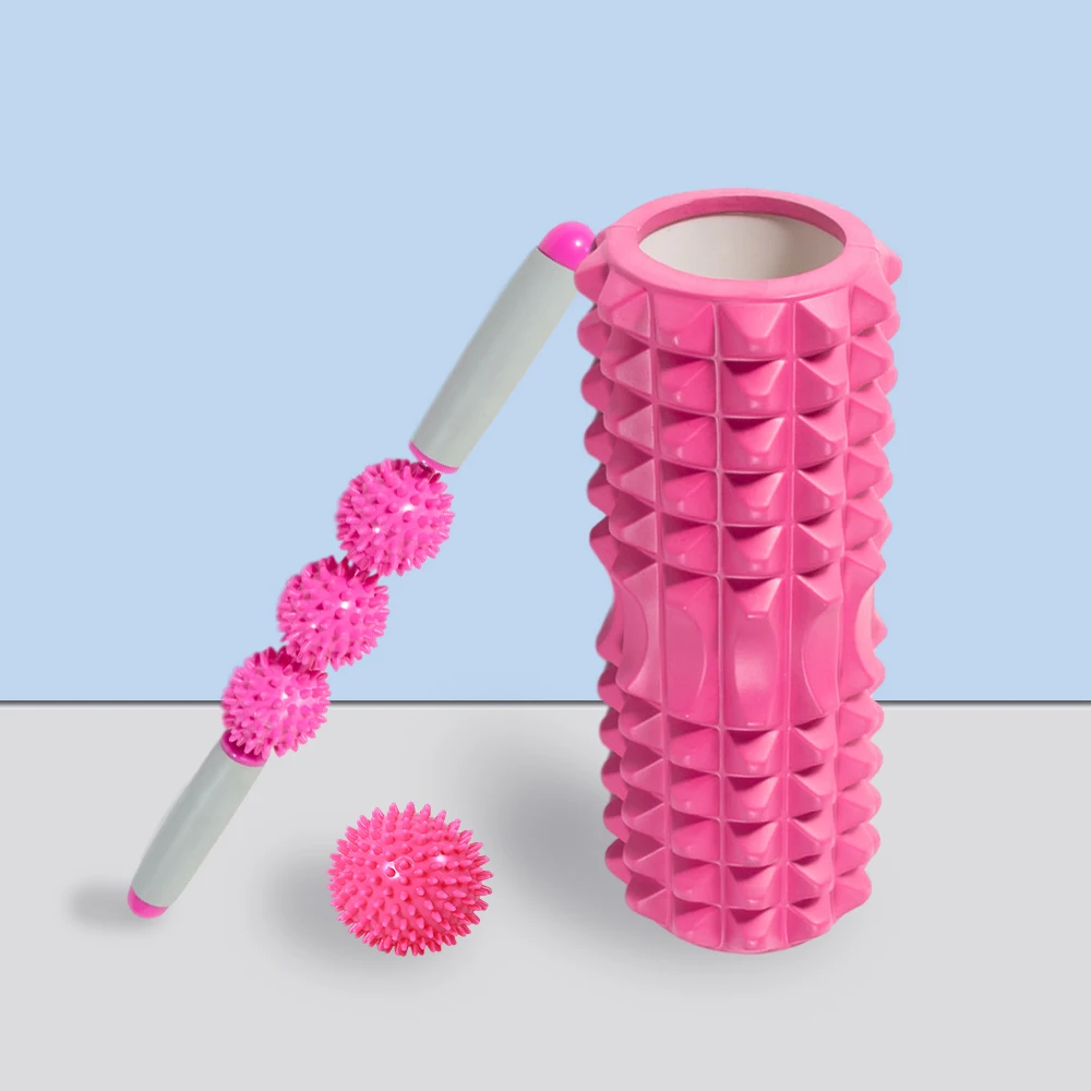 

Fitness Pilates Foam Roller Blocks Suit Yoga Column Massage Relax Ball Yoga Stick For Back Waist arm Leg Foot Massage Trainer