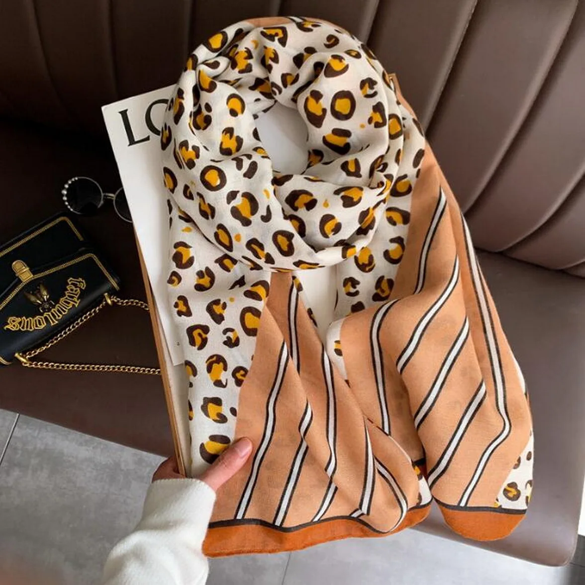 

Fashion Women Leopard Print Chiffon Soft Scarf Wrap Shawl Stole Scarves Muslim Party Neckerchief All-match 180x90cm