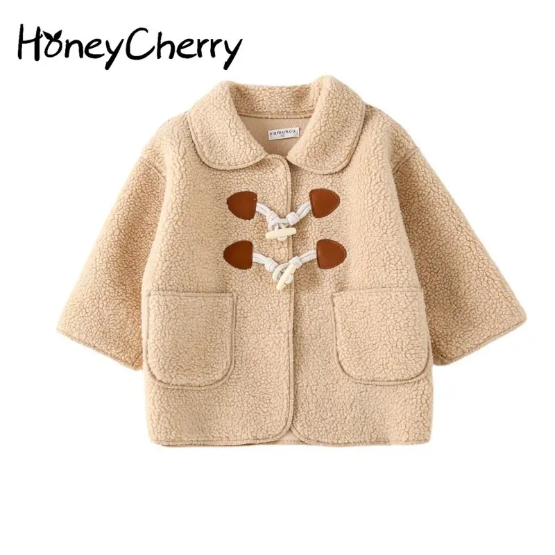 

HoneyCherry/осенне-зимняя куртка с хлопковой подкладкой из овечьей шерсти для девочек утепленная ветровка средней длины для девочек