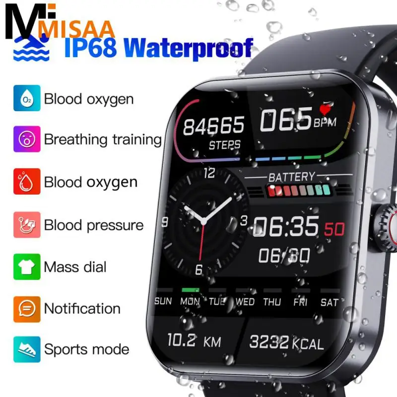 

New Smartwatch Waterproof Watch 1.91 Inch Body Temperature Monitoring Blood Glucose Sugar Oxygen Pressure Sport Smart Watch