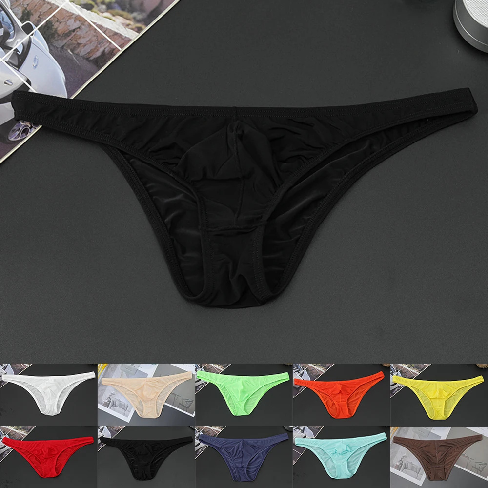 

Seamless Panties Men Ice Silk Briefs Low-rise See-through Shorts Pouch Soft Underwear Breathable Underpants Comfortable Briefs