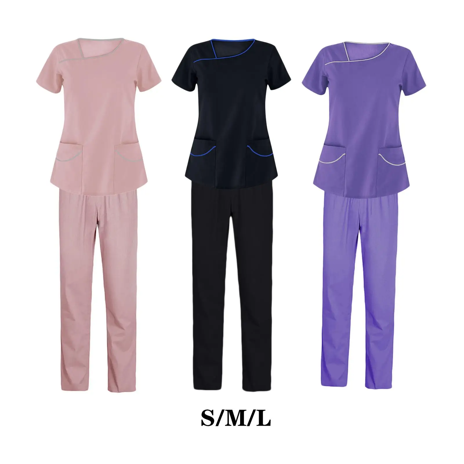 

Women Uniforms Scrub Set Nurse Top Pants Clothes Work Suits Wear Comfortable for SPA Nursing Pet Grooming Healthcare