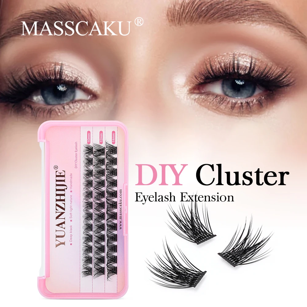 

MASSCAKU Professional Makeup Individual Lashes Cluster Spikes Lash Wispy Premade Russian Natural Fluffy False Eyelashes