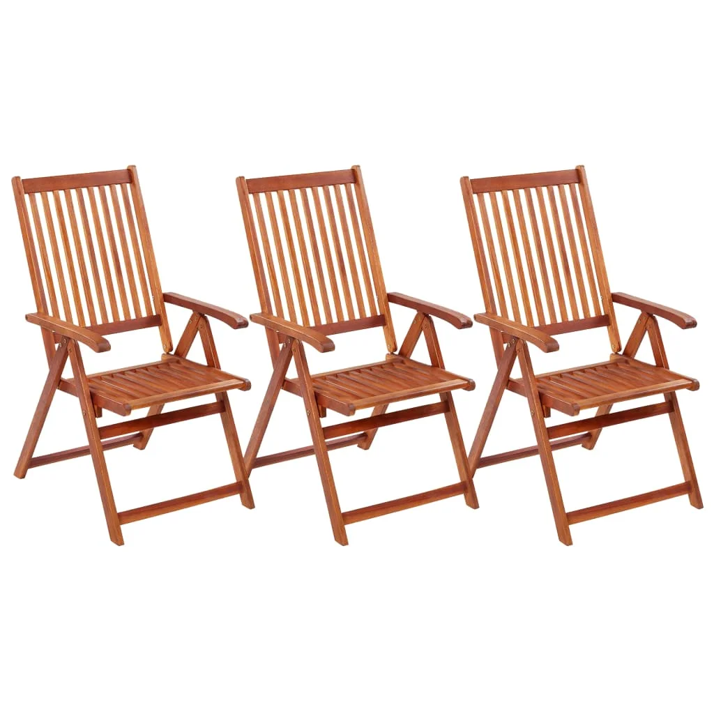 

Outdoor Patio Folding Chairs Graden Porch Outside Furniture Set Balcony Lounge Chair Decor 3 pcs Solid Acacia Wood