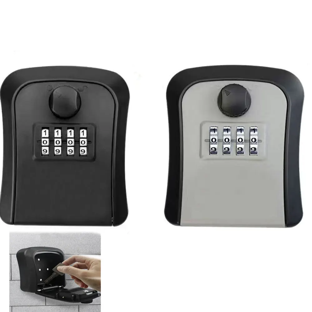 

Wall-mounted Key Safe Weatherproof No. 4 Combination Key Storage Lock Box Indoor and Outdoor Password Key Box Key Lock Box