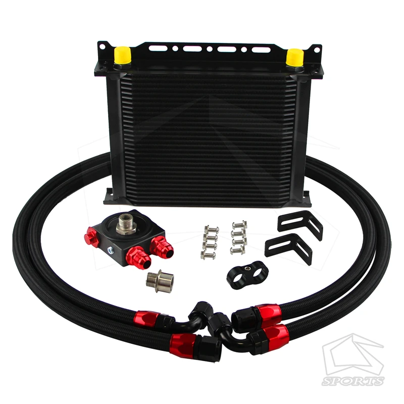 

Universal 30Row 10AN Oil Cooler 297x222x50mm + 73°C Thermostat Adapter + Mount Bracket