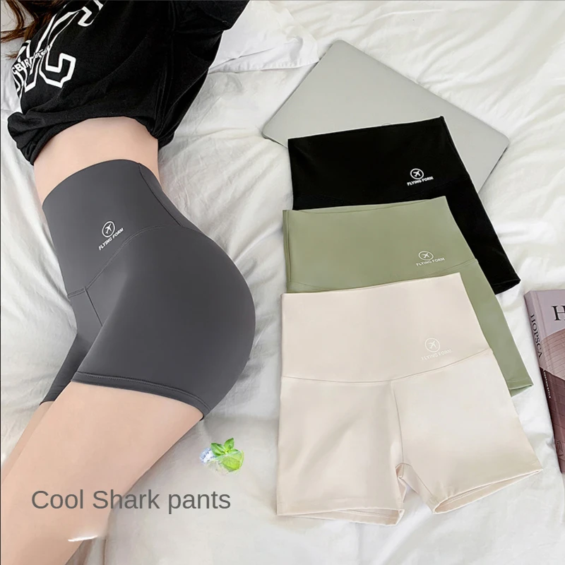 

Shark Pants Women's Summer Thin Belly Contraction Culottes Anti-Exposure Outside Nylon Large Size Bottoming Safety Shorts