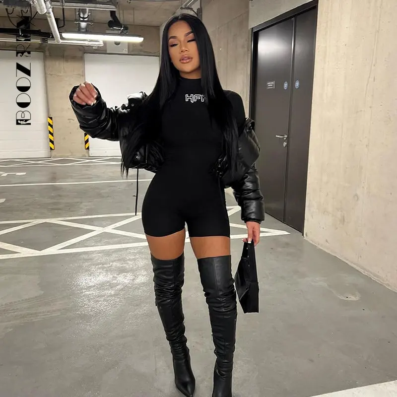 BoozRey Spring Summer Bodysuit One Pieces Rompers & Playsuits Women 2023 Streetwear Letter Embroidery Tight Bodysuits Clothing