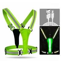 unisex led wirless reflective cycling vest usb rechargeable warning vest cycling outdoor night running warning safety suit 2021