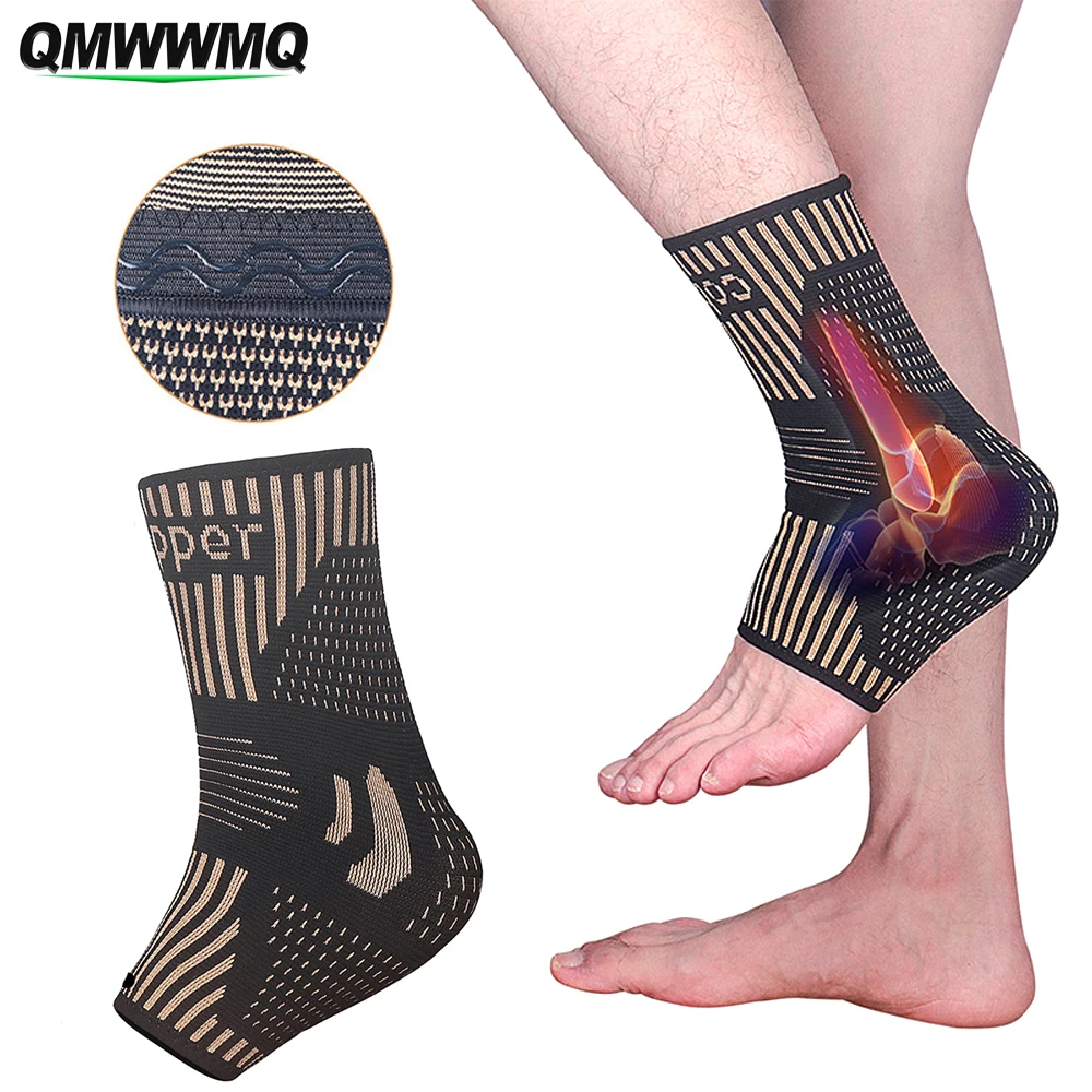 

1Pcs Copper Ankle Brace Infused Compression Sleeve Support for Plantar Fasciitis, Sprained Ankle, Achilles Tendon, Pain Relief