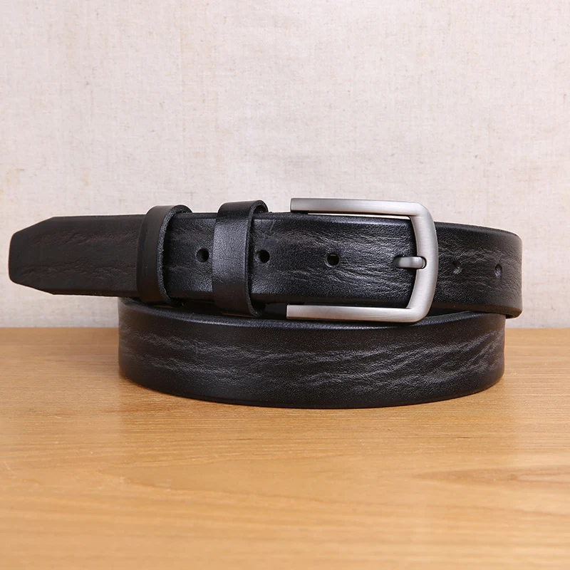 

33mm Men's Belt 100% Genuine Leather Casual Classic Pin Buckle Working Business Dress Belt Retro Fashion Jeans Belt