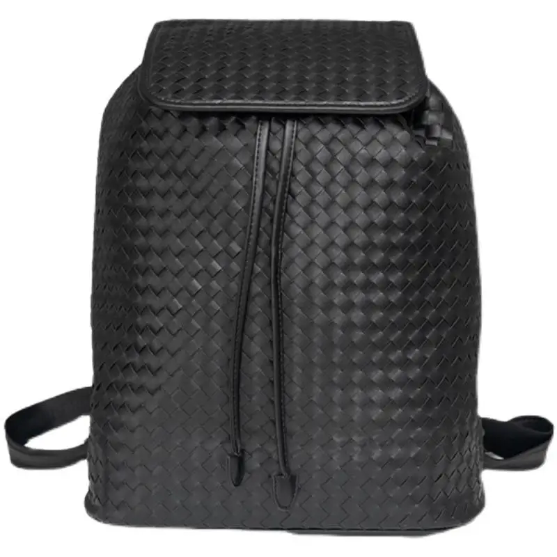 

2022 New Casual Brand Genuine Leather Men Backpacks Real Natural Leather Student Backpack Boy Luxury Weave Computer Laptop Bag