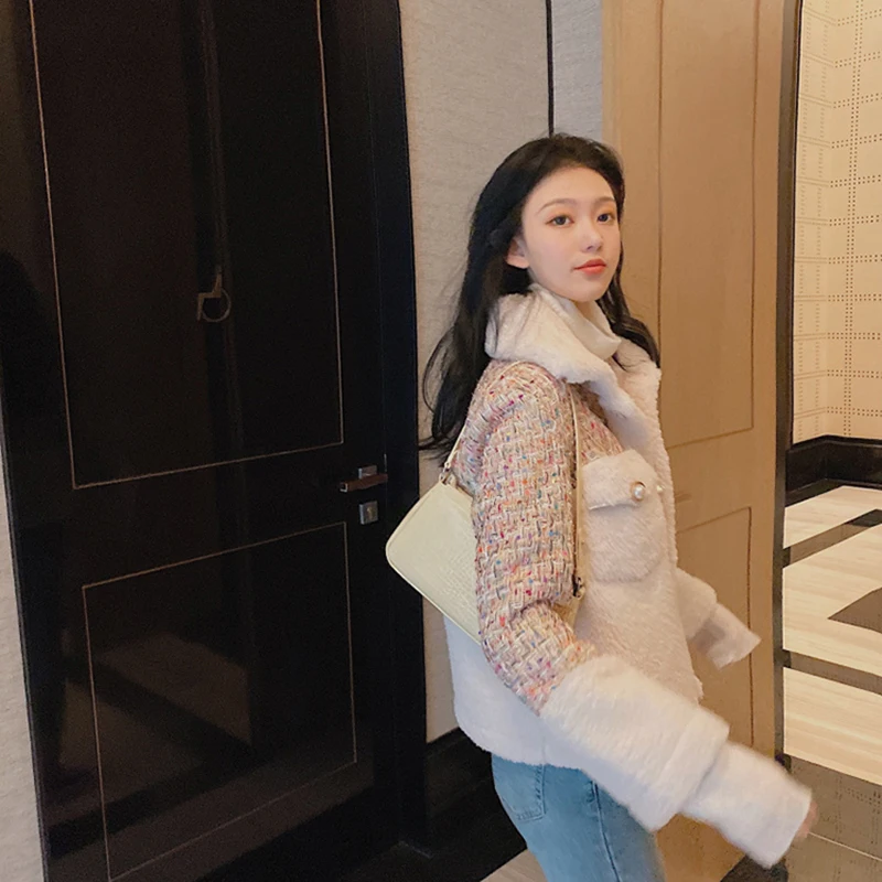 Пальто ягненка женская верхняя одежда осень зима корейский Свободный ягненок