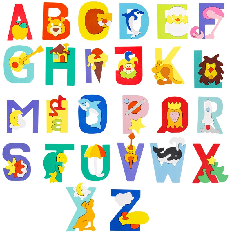 

Wooden Alphabet Puzzle ABC Puzzle Digital Wooden Toys Early Learning Jigsaw Letter Preschool Educational Baby Toys for Children