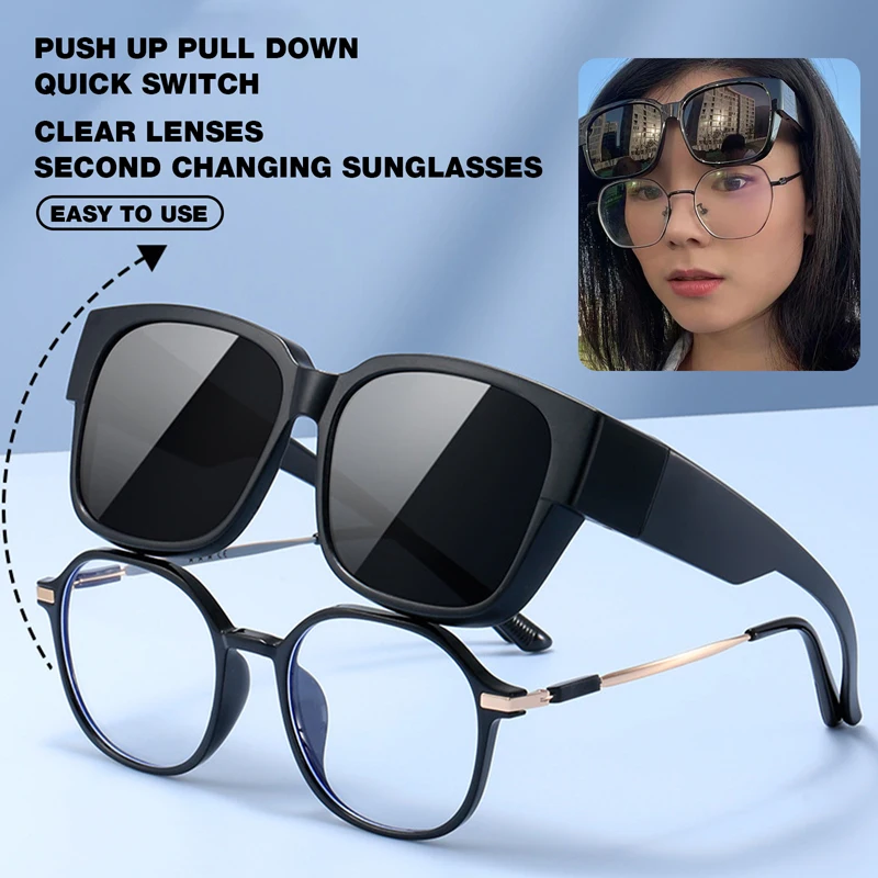 

Солнцезащитные очки для мужчин и женщин, поляризационные, с верхним покрытием, подходит для близорукости, для водителей, перенос большого размера