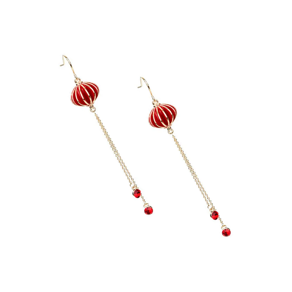 

Earrings Year Chinese New Ear Red Dangle Spring Lunar Style Tassel Gifts Rabbit Theearring Hanging Festival Lantern Womenstudded