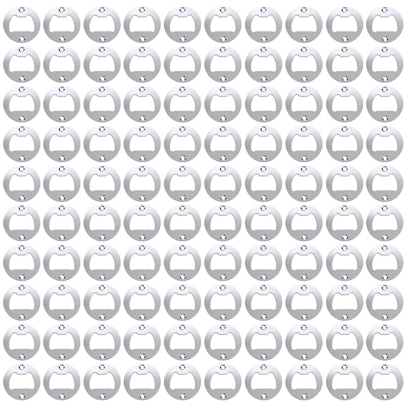 

Hot-100X Bottle Opener Part With Countersunk Holes Round Metal Strong Polished Bottle Opener Insert Parts