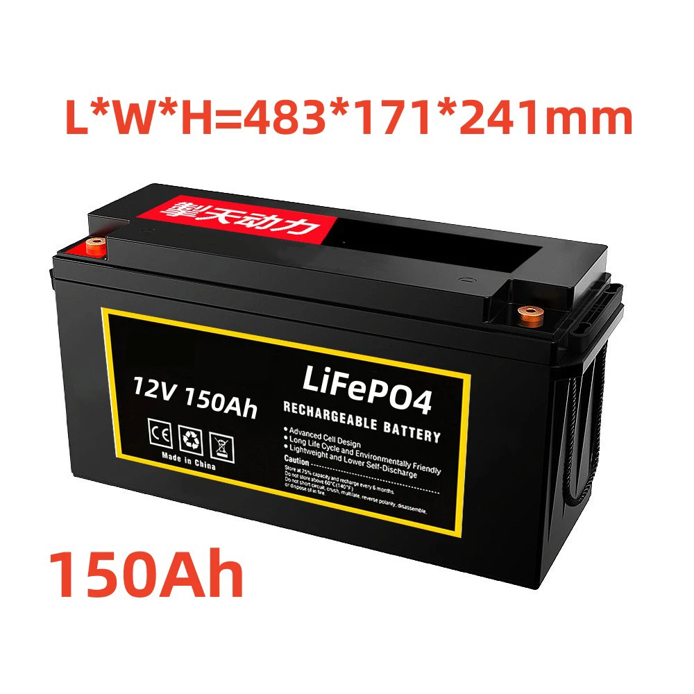 

12V 150Ah LiFePO4 Battery Built-in BMS Lithium Iron Phosphate Cell For RV Campers Golf Cart Off-Road Off-Grid Solar With Charger