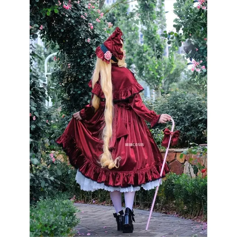 Фото XT8Reiner Rubin Shinku Костюм Аниме Rozen Maiden Женское Милое Красное Платье Чистый Рубин Косплей Лолита Шляпа Парик Хэллоуин SXT6@! №4