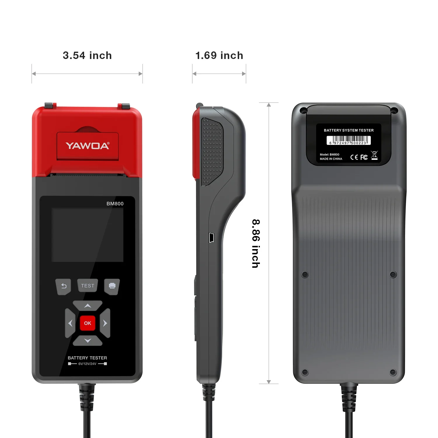 Тестер автомобильного аккумулятора BM800 с принтером анализатор 6 В 12 24 тест на