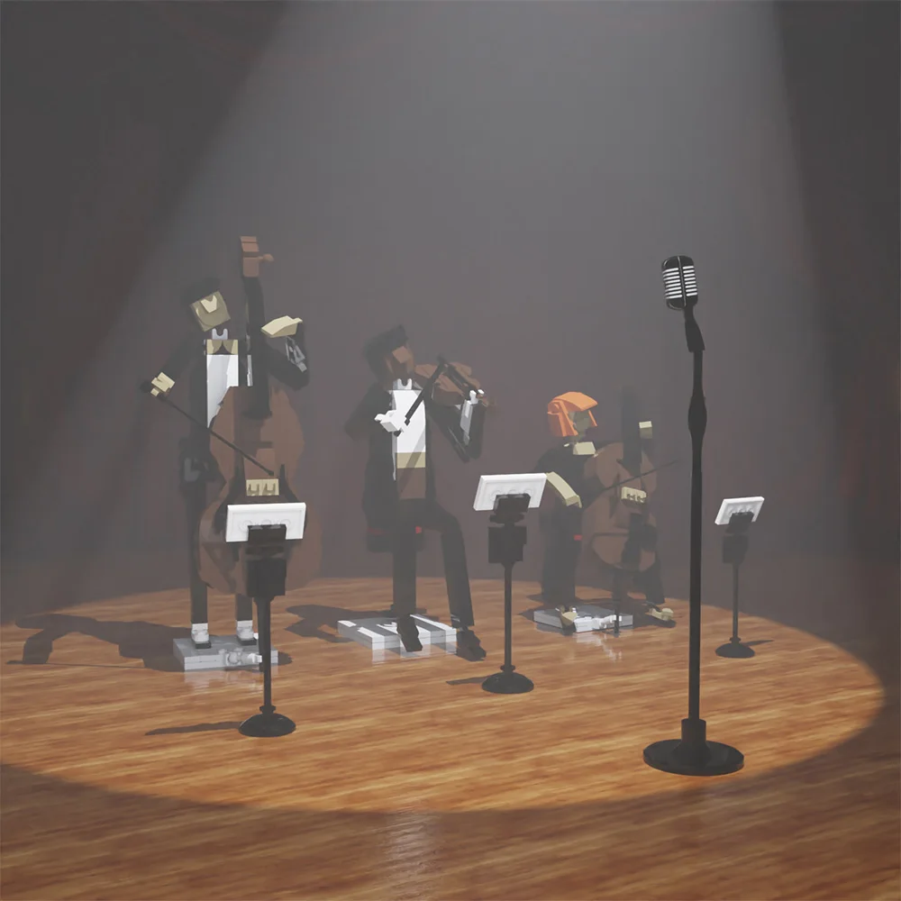 

Экшн-фигурки MOC, вионист, целлист, креативные строительные блоки, собранные модели, украшения, друзья, группа, игрок, детские игрушки, подарки