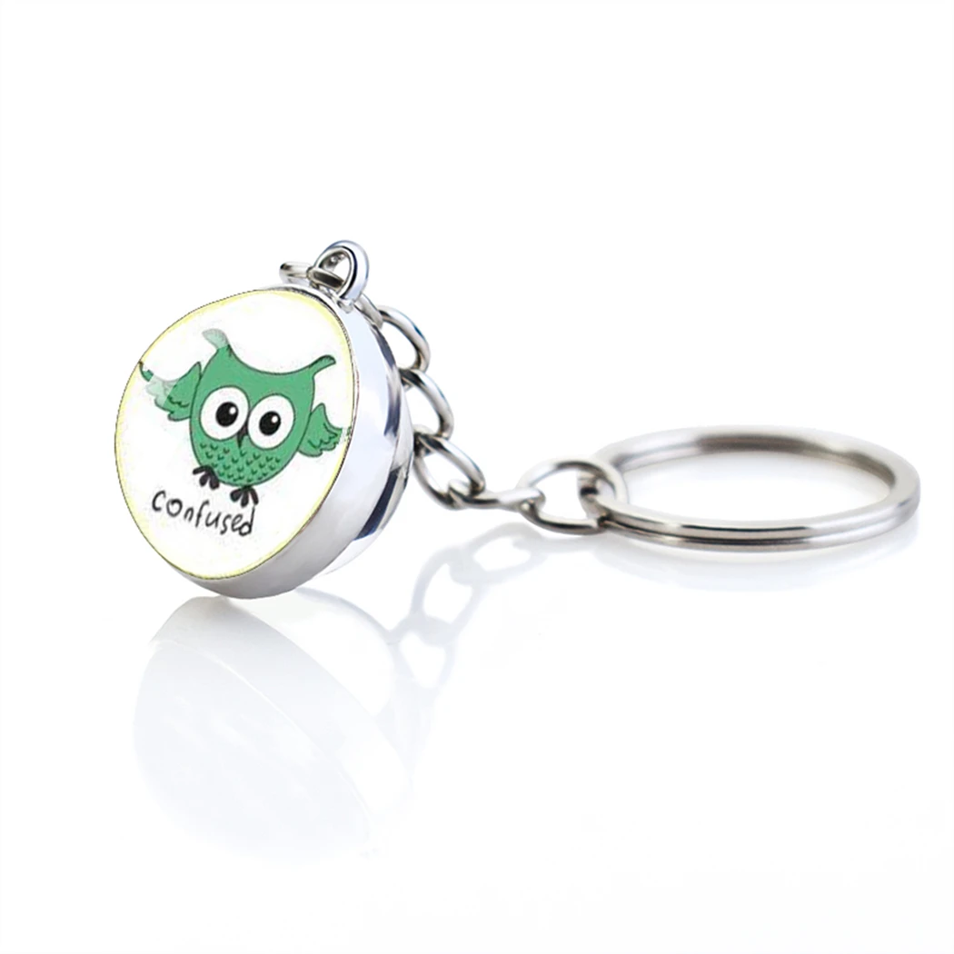 Брелки с рисунком совы милый забавный кулон со стеклянным шариком в мультяшном
