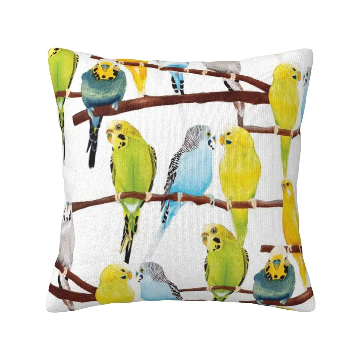 

Budgie Pattern Watercolour Pillow Case Parrot Home Decor Zipper Pillowcase Summer Universal Polyester Cover