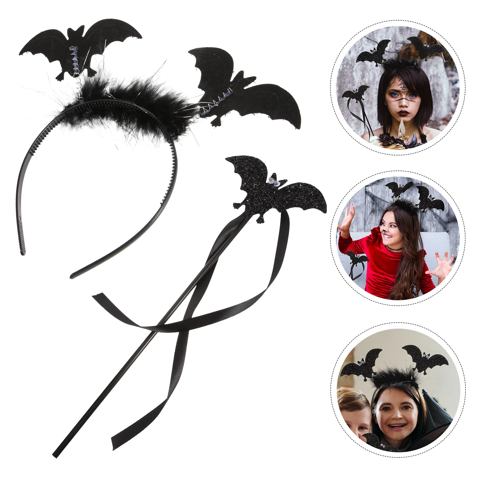 

1 Set Cosplay Headband Halloween Headband Bat Headband Cosplay Bat Wand Prop for Party