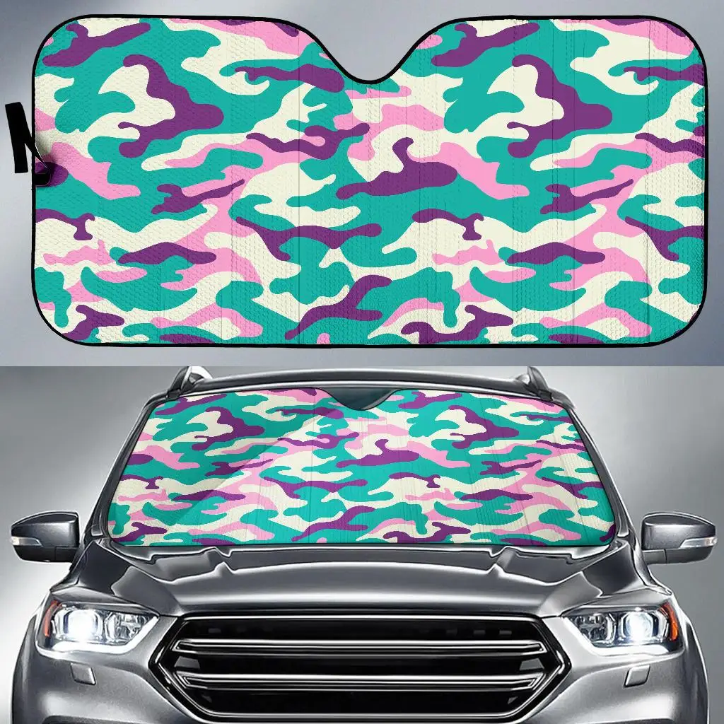 

Pastel Teal And Purple Camouflage Print Car Sun Shade
