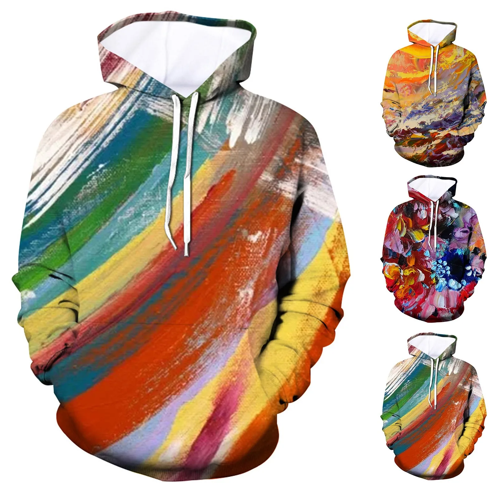 

Women Long Sleeve 3D Printed Lightweight Hoodies Drawstring Sweatshirts Casual Fit Pullover Blouse With Sweatshirt Women Trendy