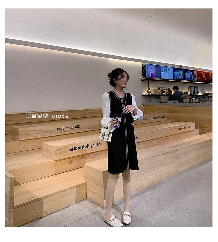 

Spring Autumn Woman Cotton Pachwork O-neck New Fashion Button Flare Long Sleeves Oversize Dresses Female