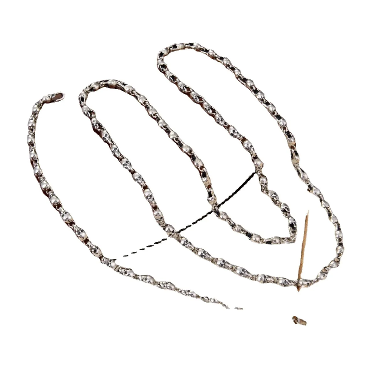 Мужская цепочка из серебра 925 пробы с черепом