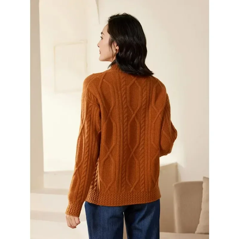 Осень-зима свитер из чистого кашемира с высоким воротом женские свободные