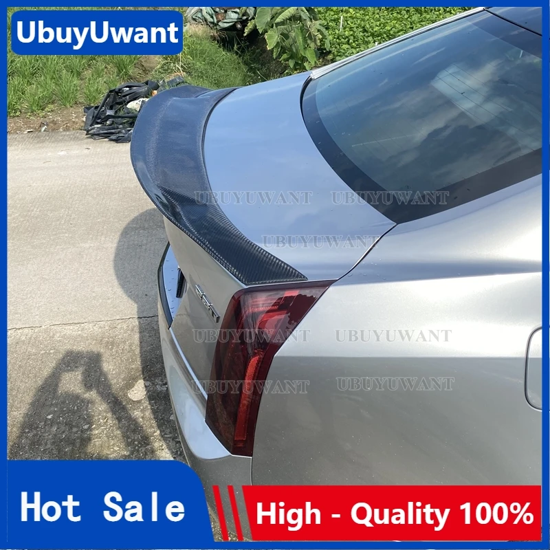 

Задний спойлер из натурального углеродного волокна для Cadillac ATS Sedan 4 Door 2015 -2019, Задняя отделка крышки багажника, крылья, спойлер