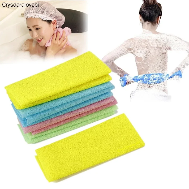 

5pcs/lot Nylon Japanese Exfoliating Beauty Skin Bath Shower Wash Cloth Towel Back Scrub Body Cleaning Washing Sponges& Scrubbers