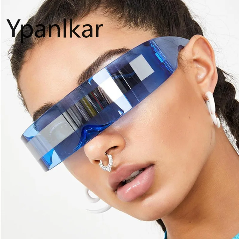 

Fashion One-piece Club Sunglasses for Women Man 2022 New Cyberpunk Trend Personality Science Fiction Cool Goggles Gothic Shades