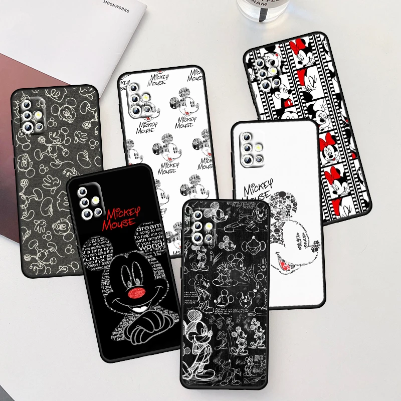 

Disney White Minnie Mouse For Samsung A91 A81 A71 A51 A41 A331 A21 A04 A02 A01 Core 4G 5G Silicone Soft Black Phone Case Fundas