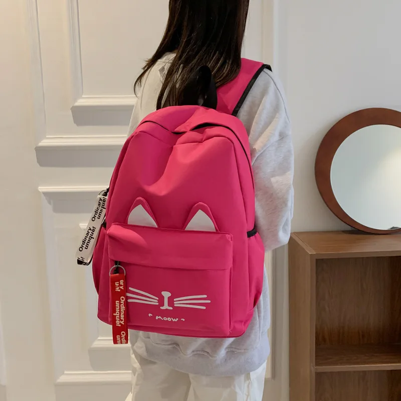 Cute Cartoon Cat Ears School Bags for Teenage Girls Nylon Backpack Schoolbag Women Famale Student Bookbag Mochila Escolar