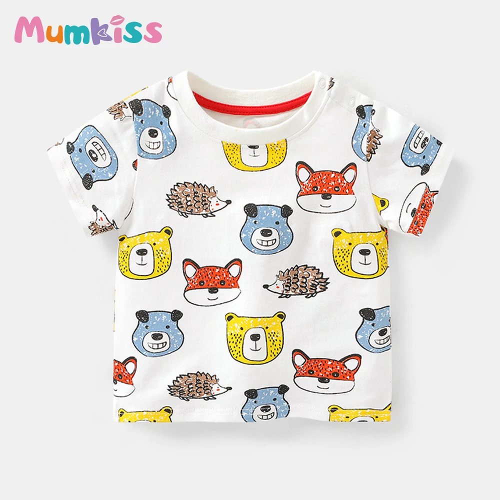 

MUMKISS Baby Short Sleeve Boys Cotton Cartoon Animal T-Shirt Round Neck Summer Dress Girls Half Sleeve Top Cotton