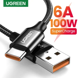 Ugreen 6A 5A USB Type C кабель для Huawei P40 Pro Mate 30 P30 Pro Supercharge 100 Вт Быстрая зарядка USB-C зарядный кабель для Huawei
