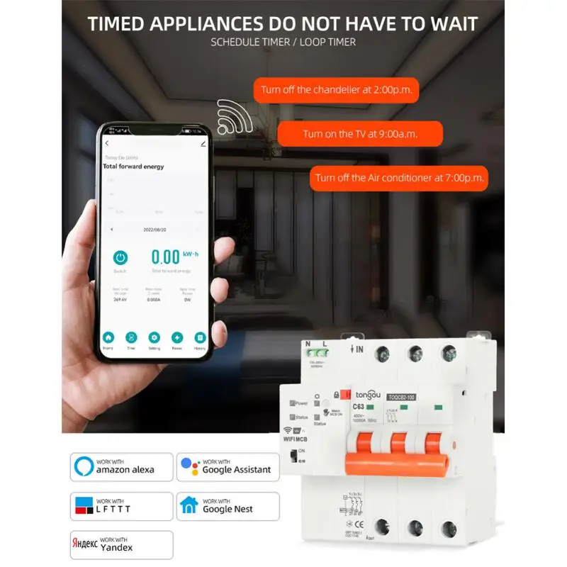 

Measurement Circuit Breaker Wifi Timer Remote Control Smart Life 3p 63a Tuya Smart Smart Reclosing Switch Wireless Automatic Mcb