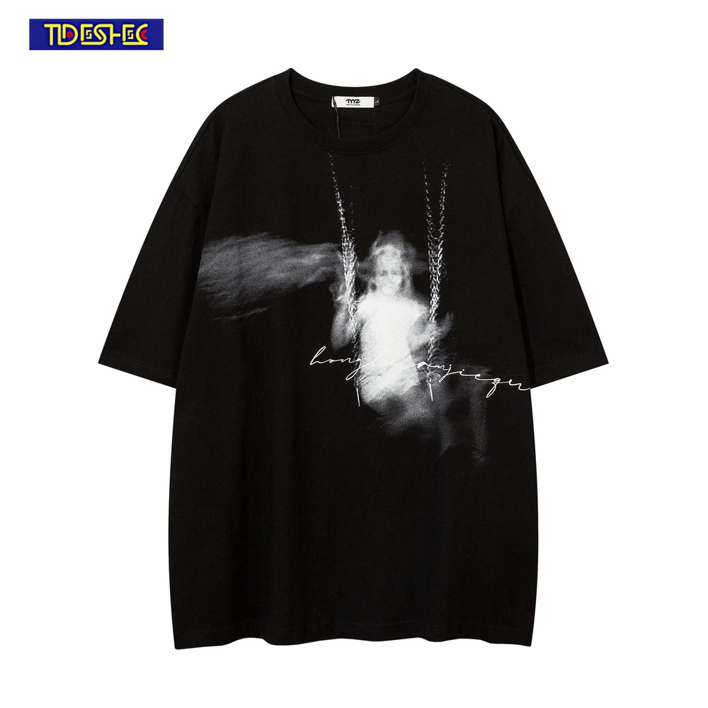 

TIDESHEC 2022 Men T Shirt Casual Phantom Print T-Shirt Cotton Streetwear Hip Hop Oversized Graphic Top Tee Punk Summer T-shirt