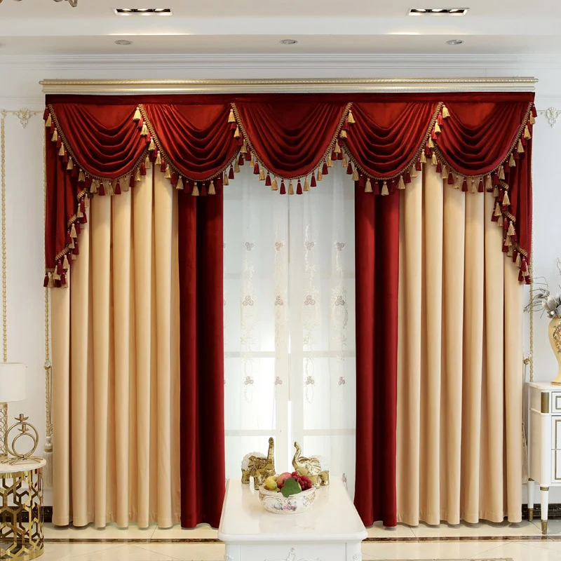 

European-style High-end Cortinas Flannel Thickened Blackout Curtains for Living Room Bedroom Drapes Valance Customized Product