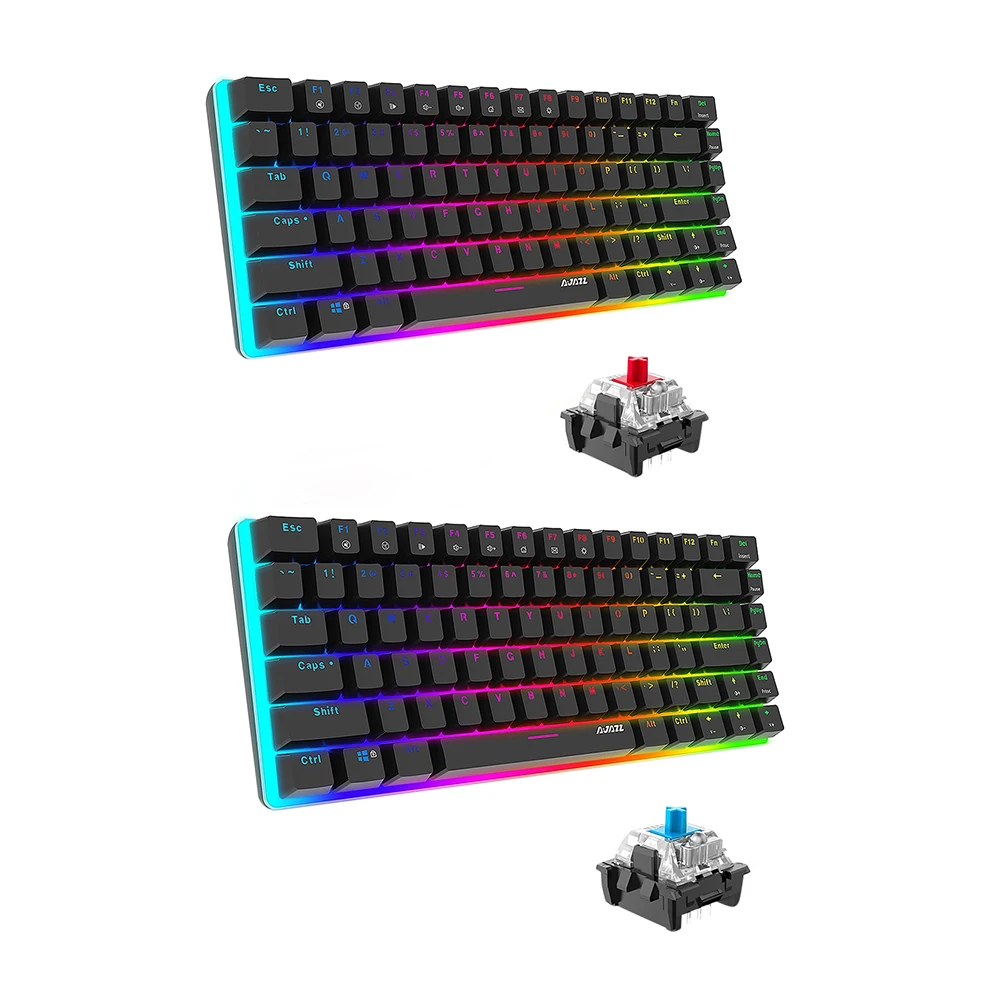 

Профессиональная Механическая игровая клавиатура, 82 клавиши, эргономичная клавиатура с RGB-подсветкой, периферийные устройства для настольного компьютера и ноутбука