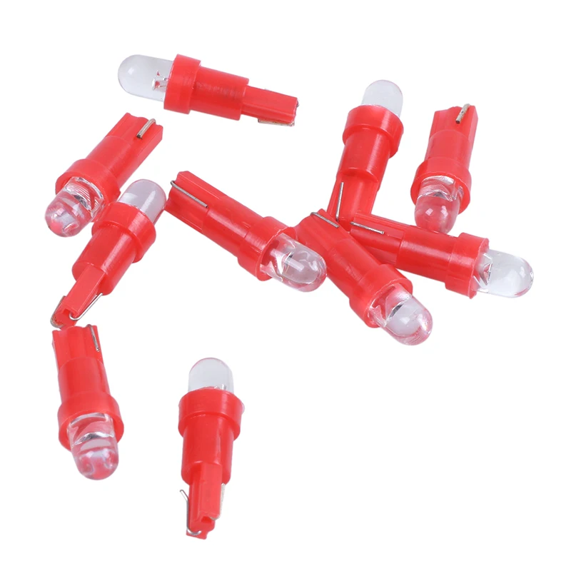 10 X DC 12V LED Red Bulb Dashboard T5 Lamp For Automotive