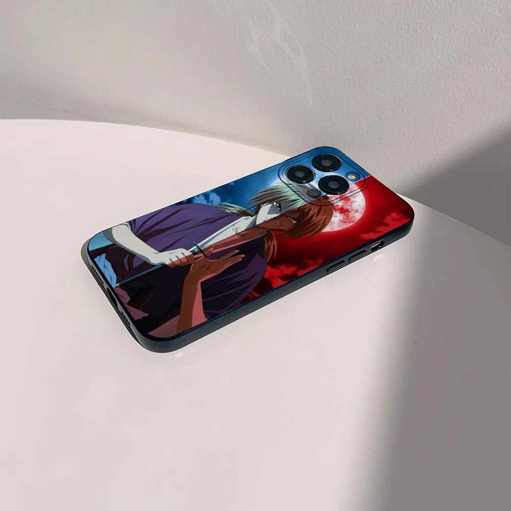 Чехол для телефона с аниме Rurouni Kenshin IPhone 11 12 13 14 15 16 Mini Plus Pro Max силиконовый черный