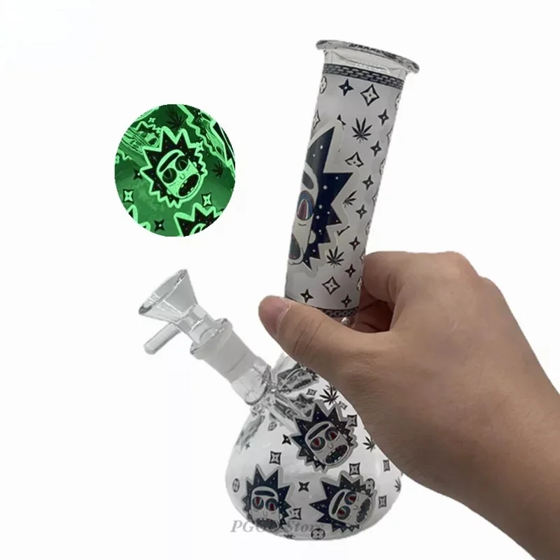 

10 Inch Shisha Glass Vase Luminous Beaker Smoking Pipe Glass Bong Smoke Tube Mouthpieces Filter Oil Home Decor Flask Shisha Gift