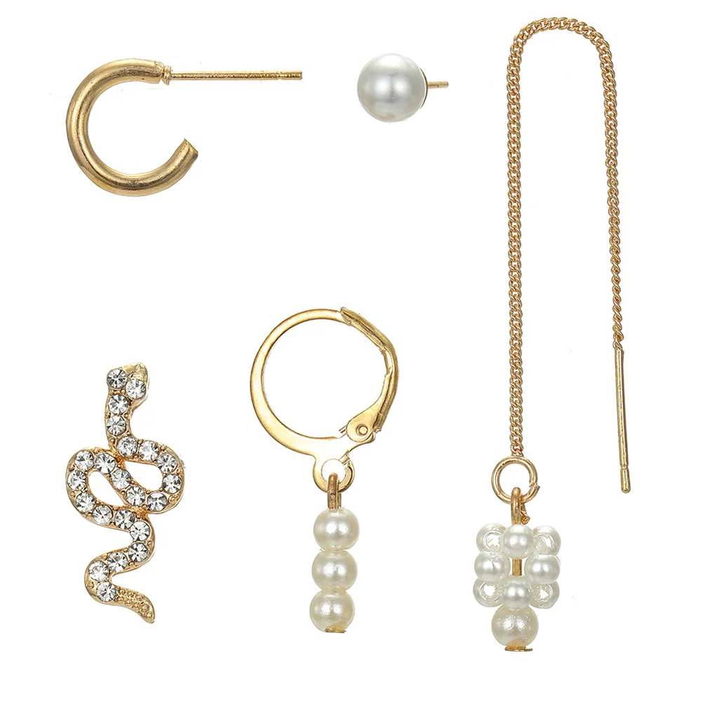 

1 Set Snake Shape Ear Pendant Ear Drops Pearl Earrings Ear Studs for Girls